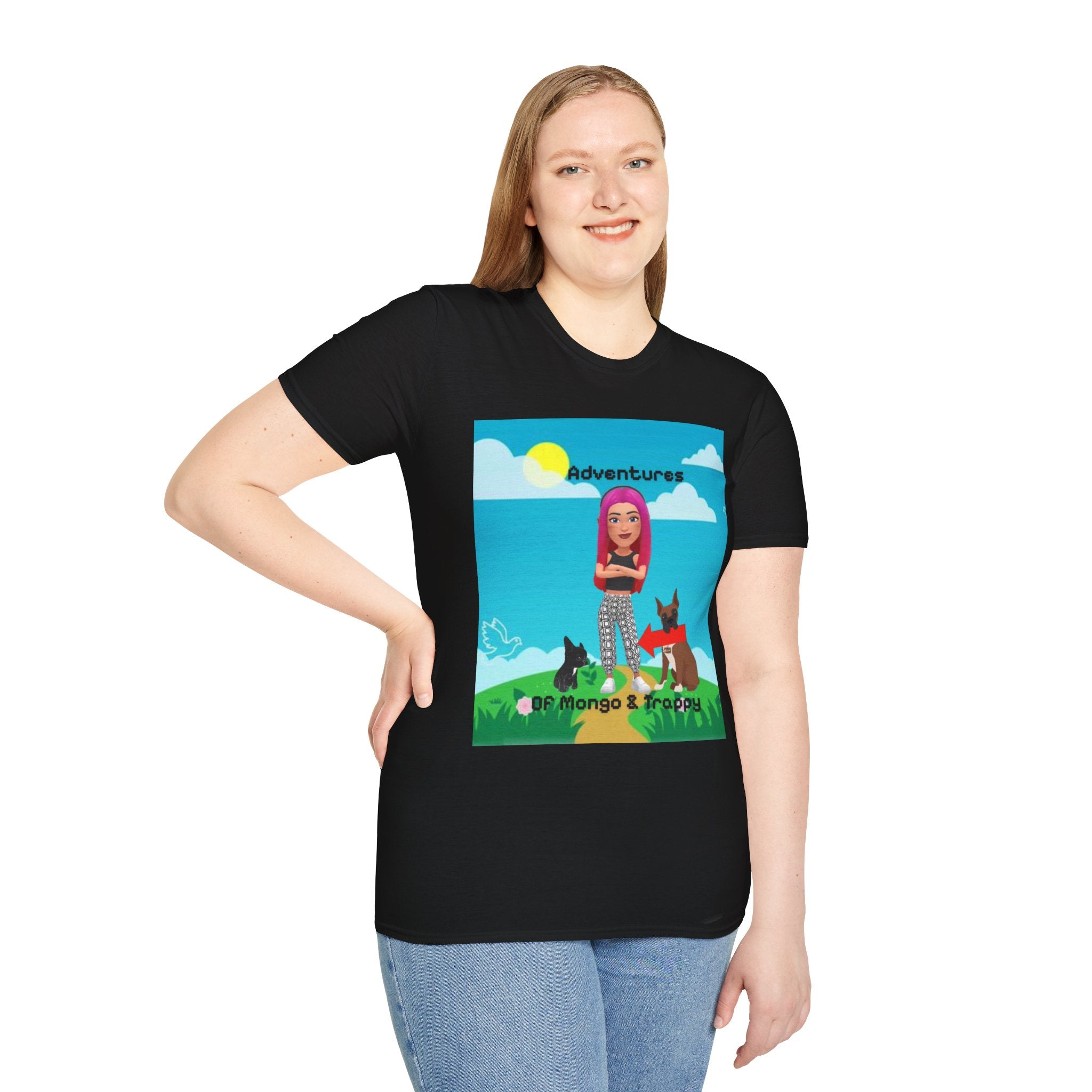 Adventure Graphic T-Shirt — “Adventures of Mongo & Trappy” with Back QR Code
