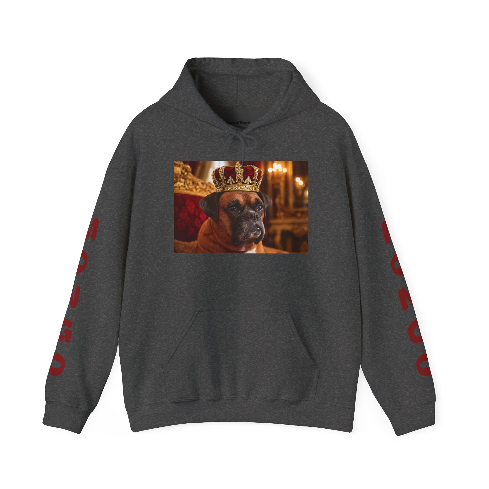 King Mungo Hoodie – Royal Dog Photo Pullover with 'Mungo' Sleeve Text