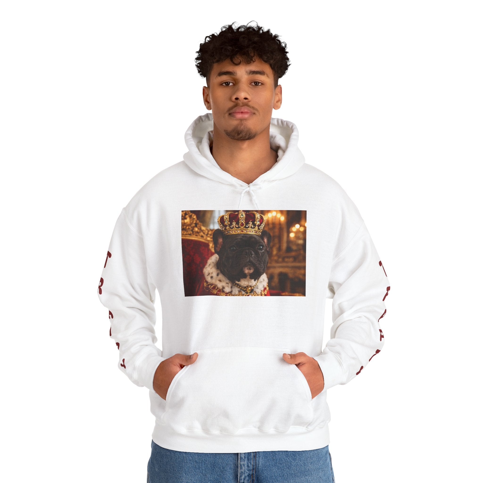 King Tuffy Crowned Dog Hoodie — Royal Dog Portrait Sweatshirt