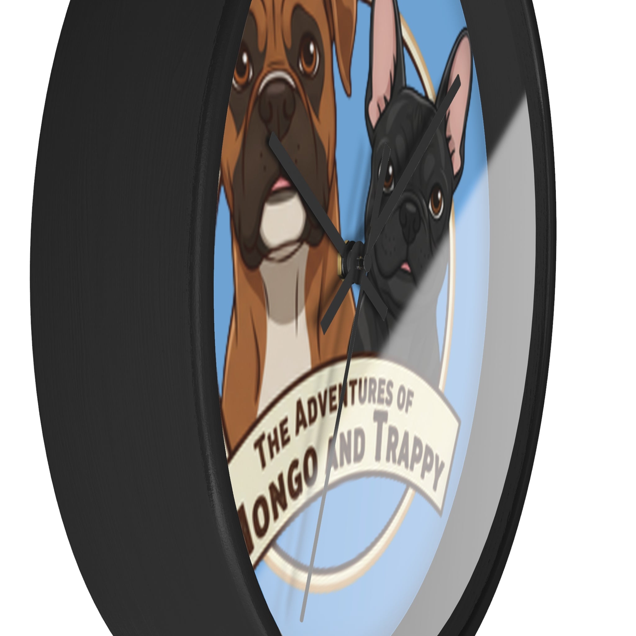 The Adventures of Mongo and Trappy Wall Clock — Cute Boxer & French Bulldog Pet Decor