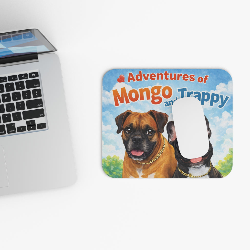 Mouse Pad — 'Adventures of Mongo and Trappy' Cute Dog Desk Mat