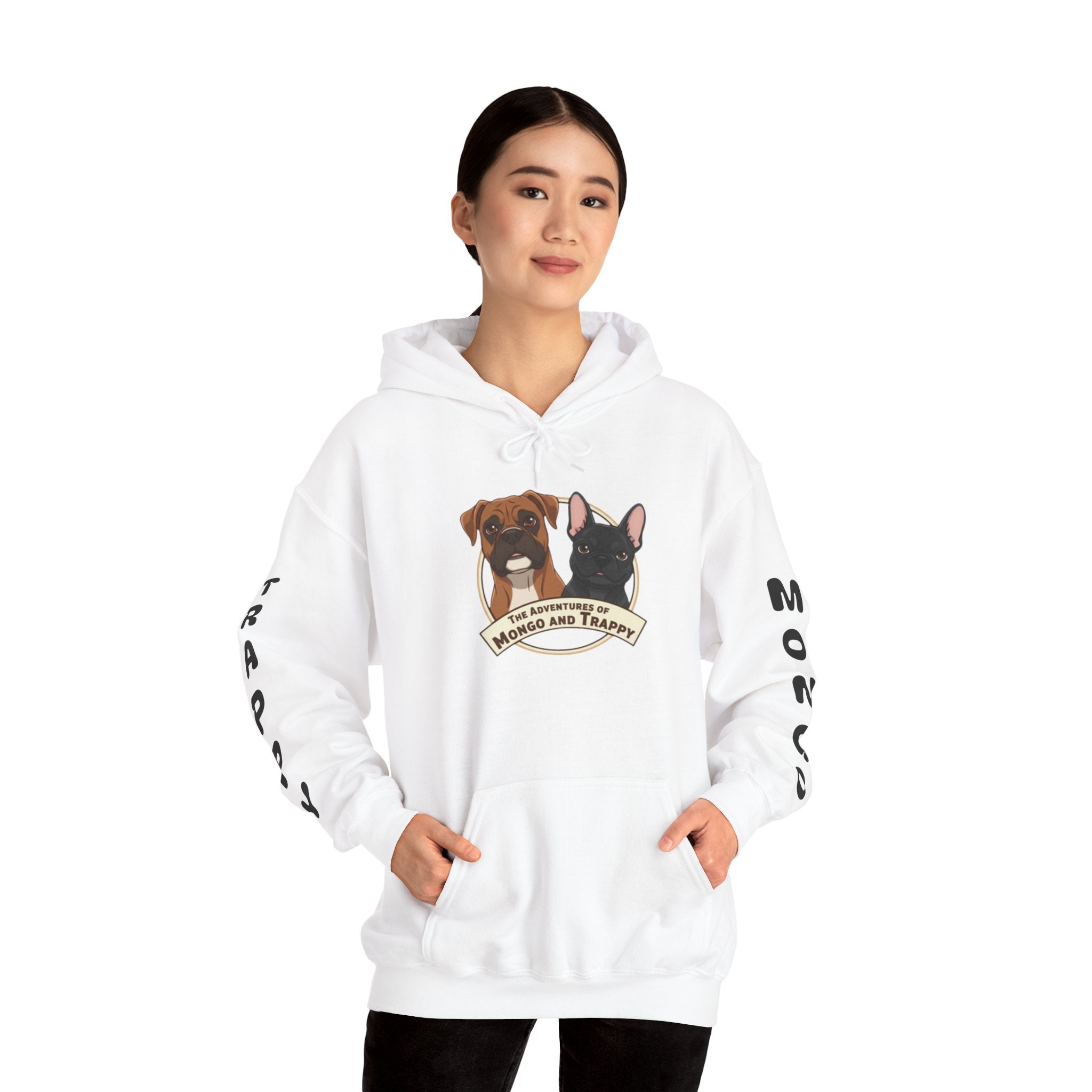 Dog Duo Hoodie — "Mongo and Trappy" Portrait Hoodie with QR Code