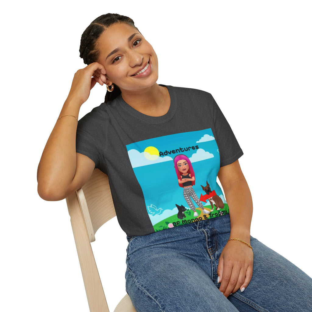 Adventure Graphic T-Shirt — “Adventures of Mongo & Trappy” with Back QR Code