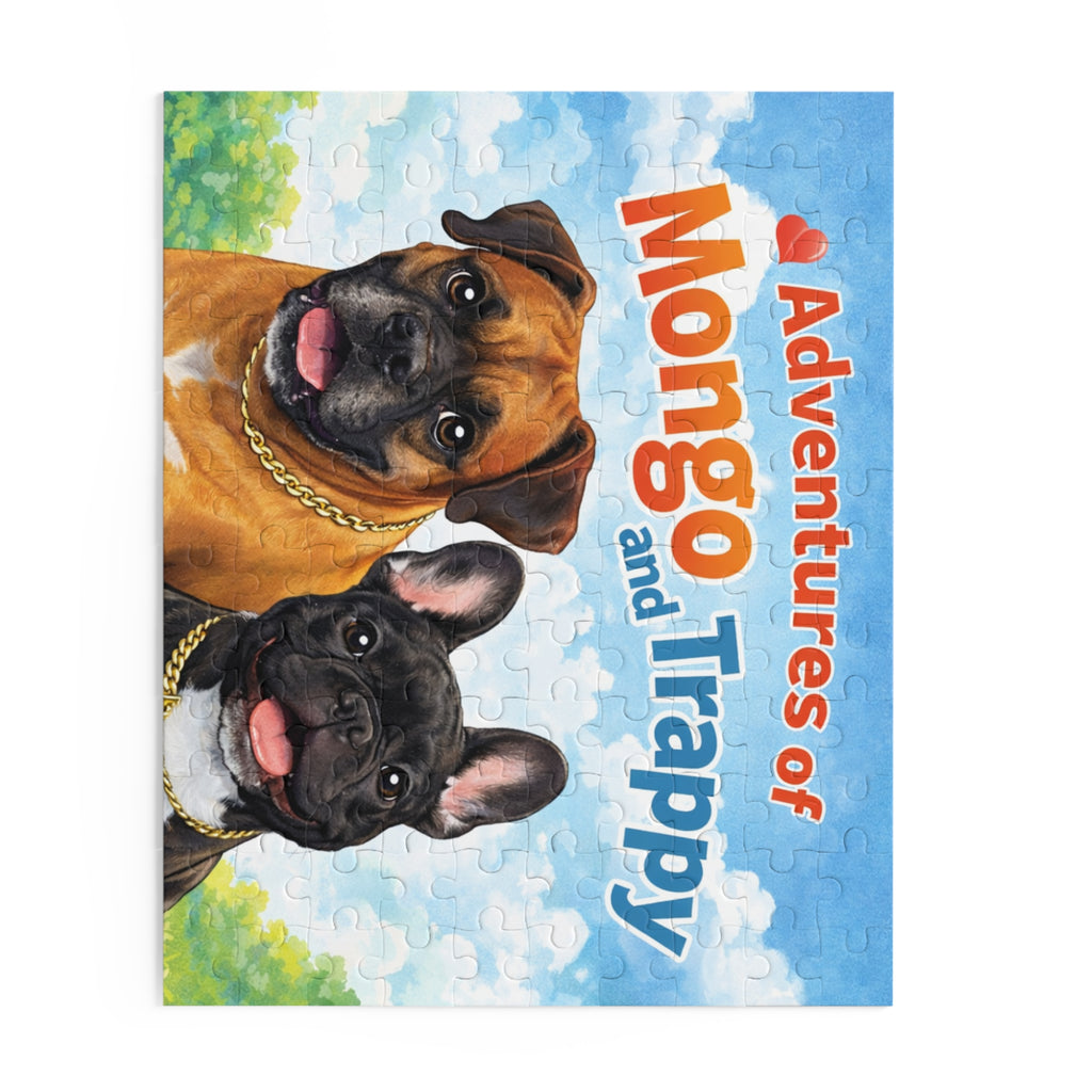 Adventures of Mongo and Trappy Dog Puzzle — Personalized Pet Portrait Jigsaw (120/252/500 pcs)
