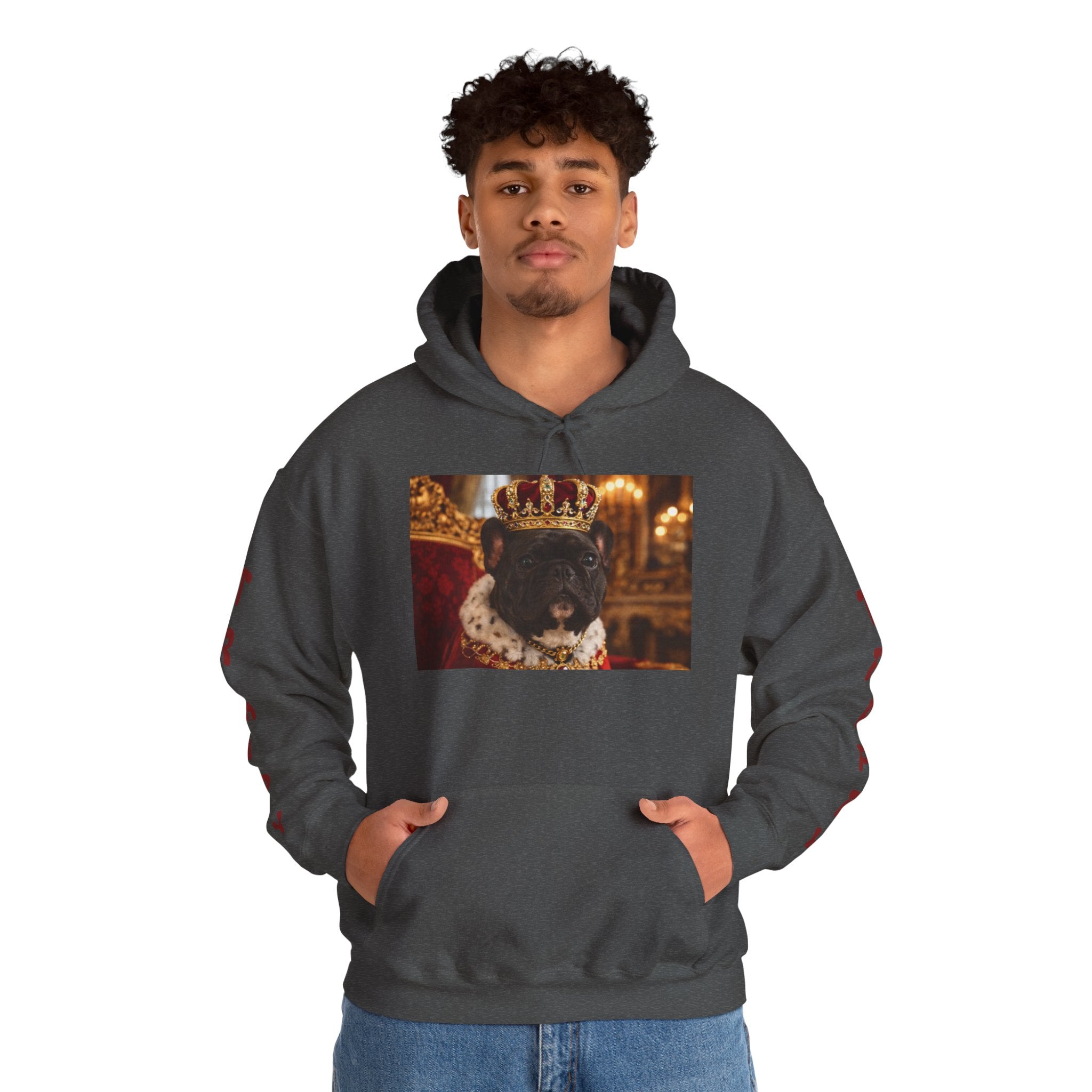 King Tuffy Crowned Dog Hoodie — Royal Dog Portrait Sweatshirt