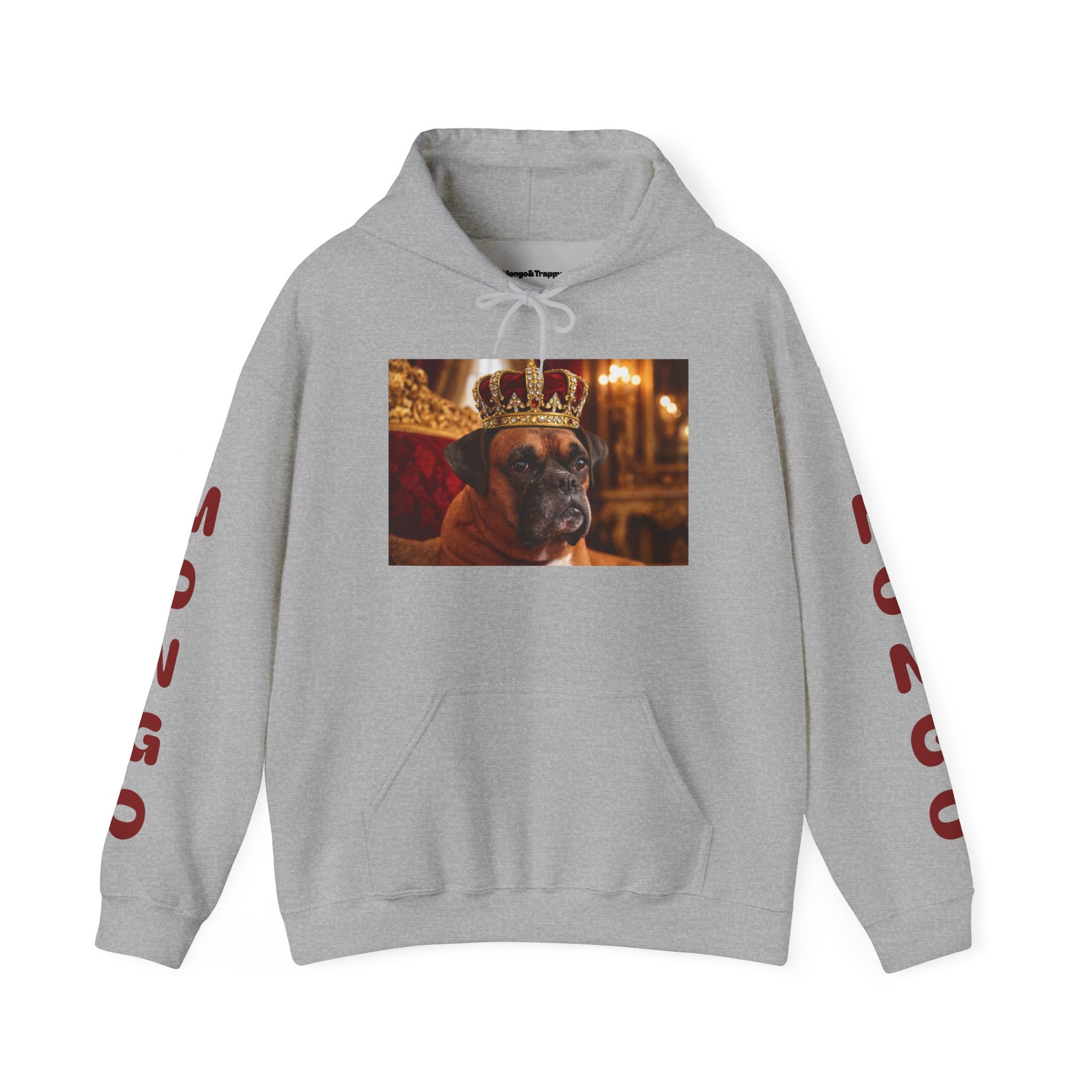 King Mungo Hoodie – Royal Dog Photo Pullover with 'Mungo' Sleeve Text