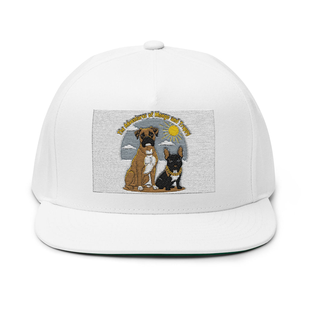 Embroidered Dog Duo Flat Bill Cap — "Mango & Troppy" Snapback
