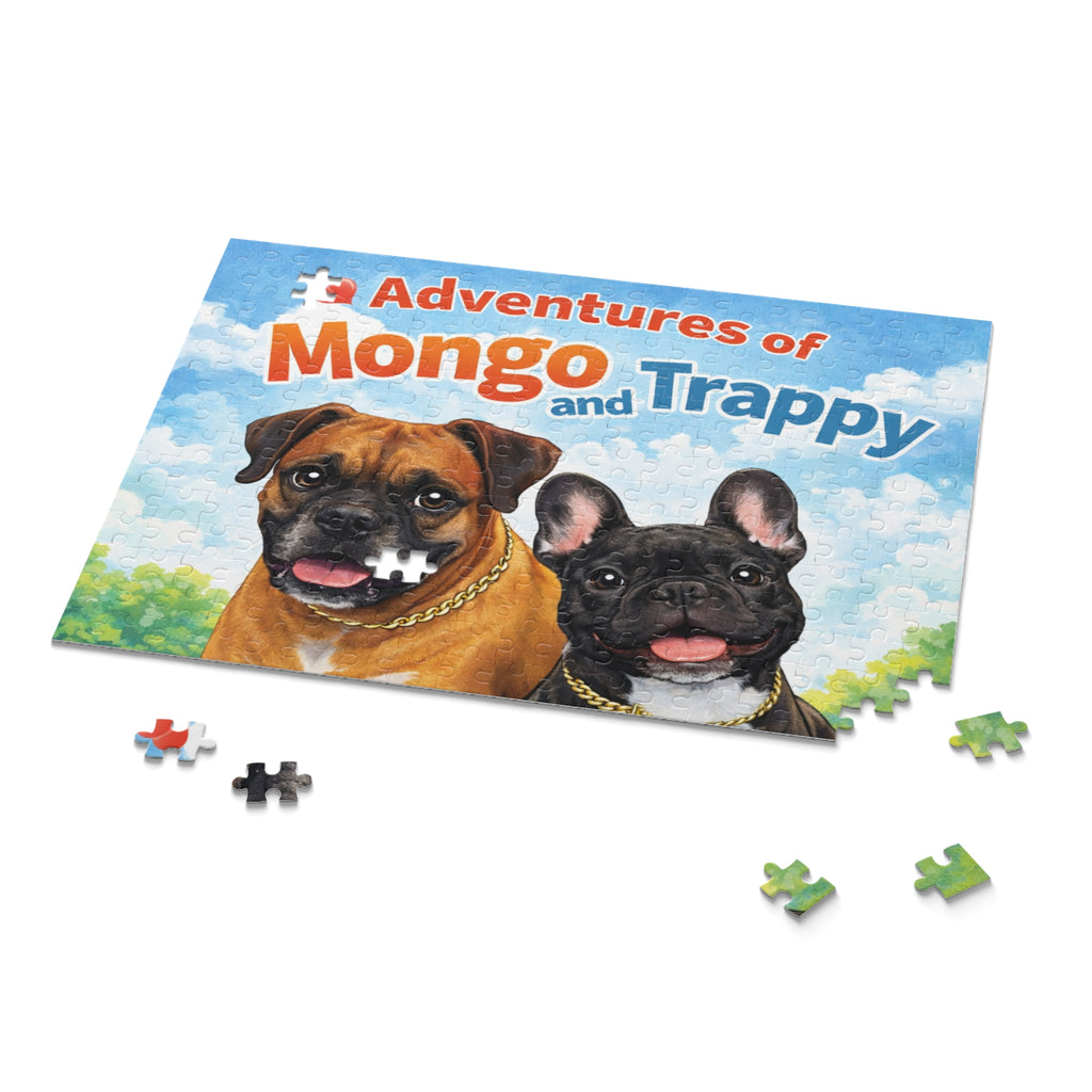 Adventures of Mongo and Trappy Dog Puzzle — Personalized Pet Portrait Jigsaw (120/252/500 pcs)