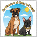 Dog Adventures Coasters — "The Adventures of Mongo and Trappy" Hardboard Set of 4