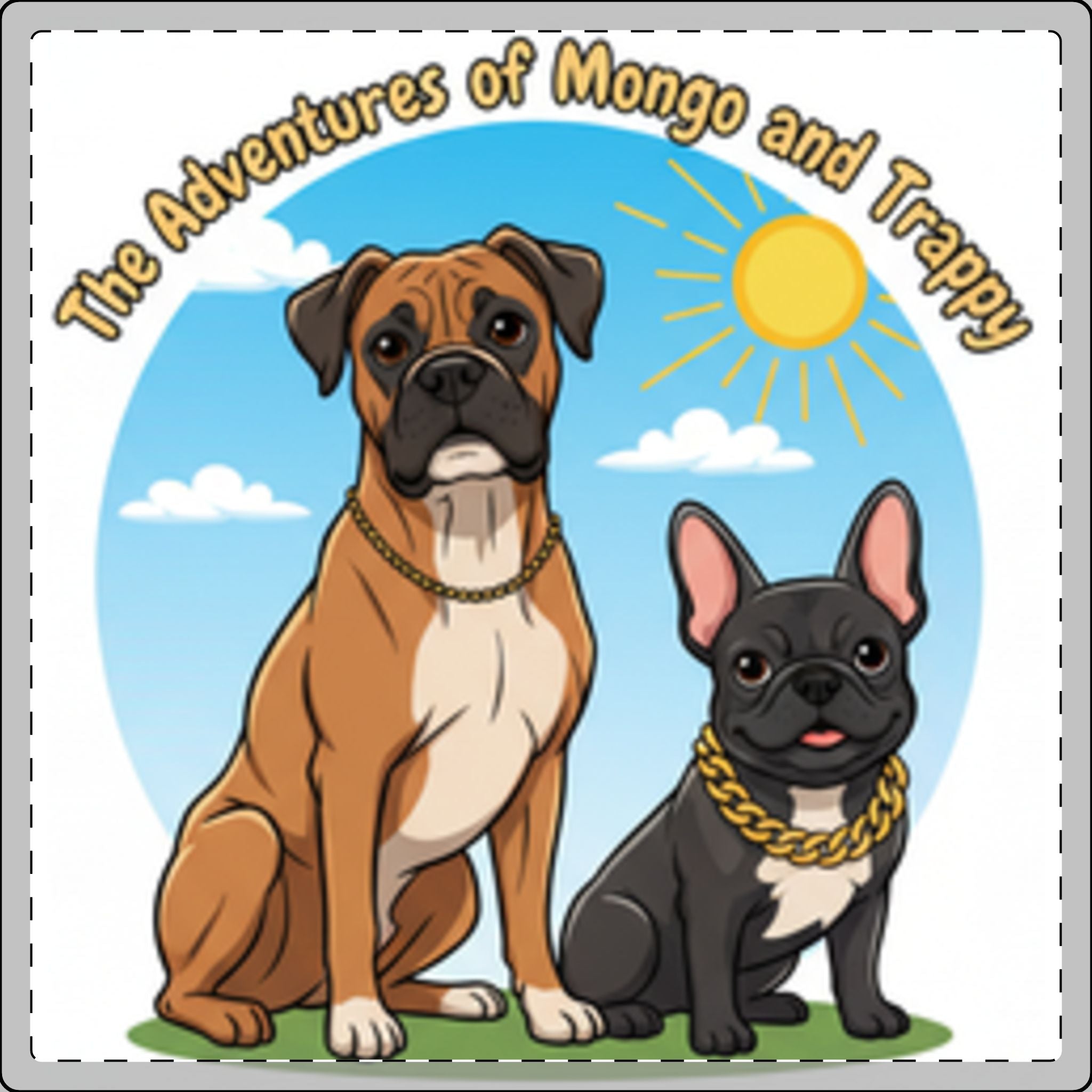 Dog Adventures Coasters — "The Adventures of Mongo and Trappy" Hardboard Set of 4