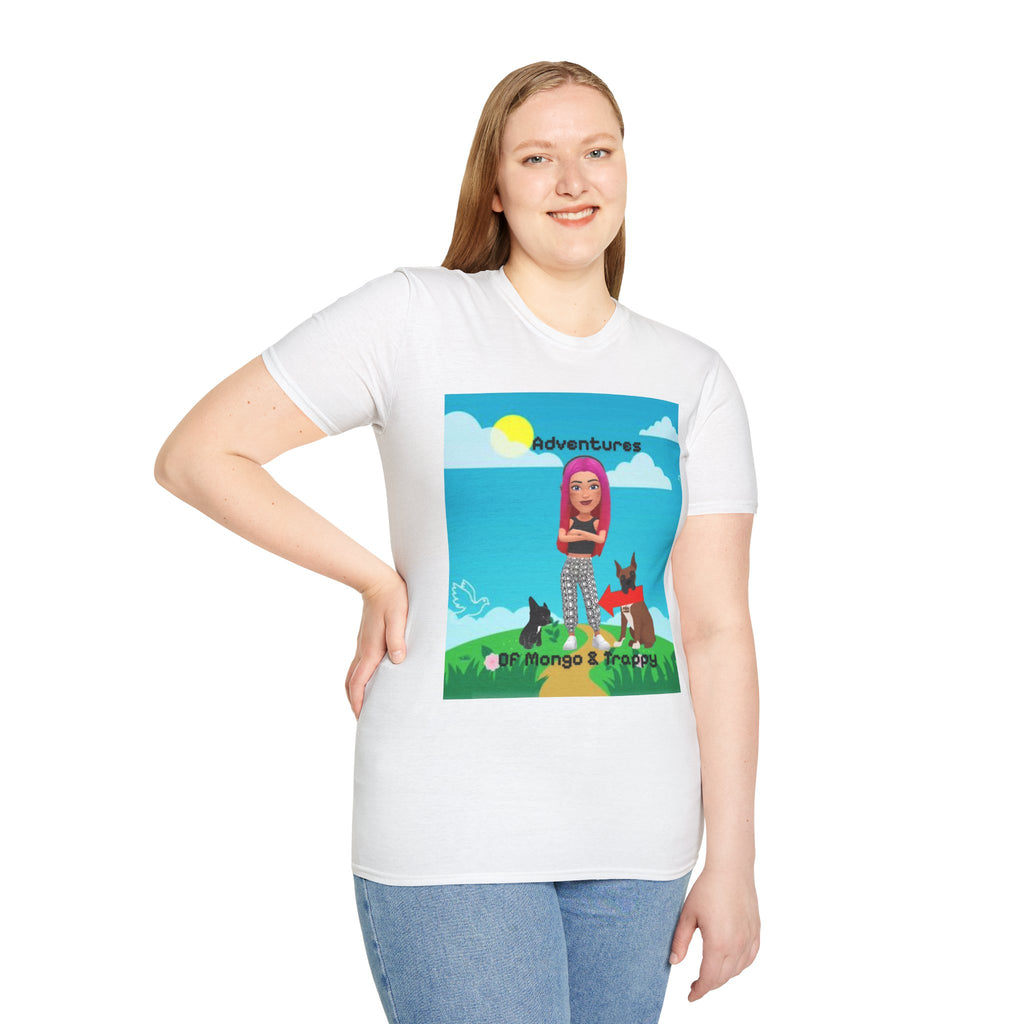 Adventure Graphic T-Shirt — “Adventures of Mongo & Trappy” with Back QR Code