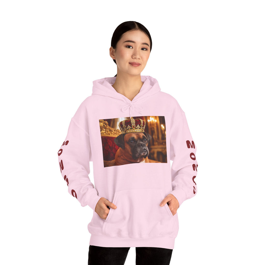 King Mungo Hoodie – Royal Dog Photo Pullover with 'Mungo' Sleeve Text