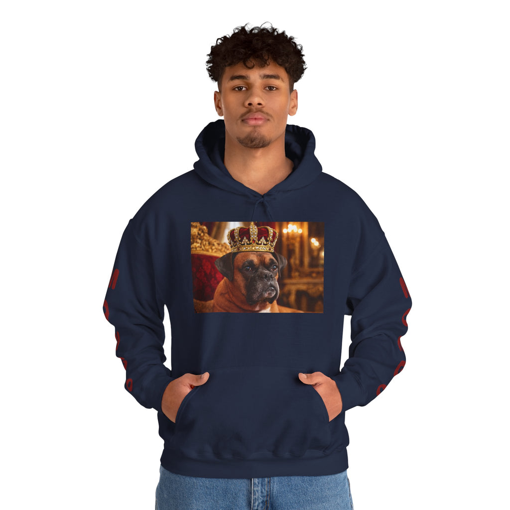 King Mungo Hoodie – Royal Dog Photo Pullover with 'Mungo' Sleeve Text