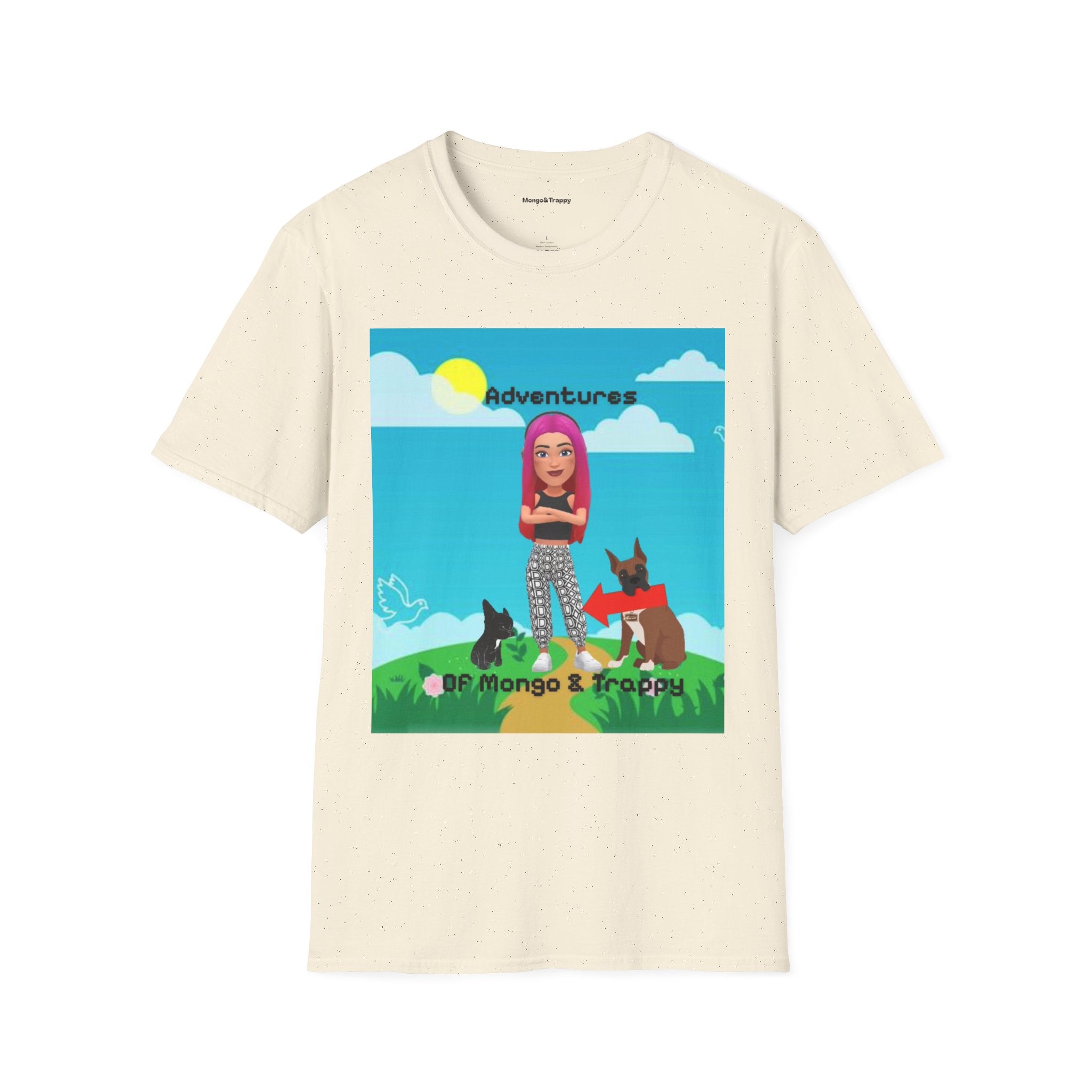Adventure Graphic T-Shirt — “Adventures of Mongo & Trappy” with Back QR Code