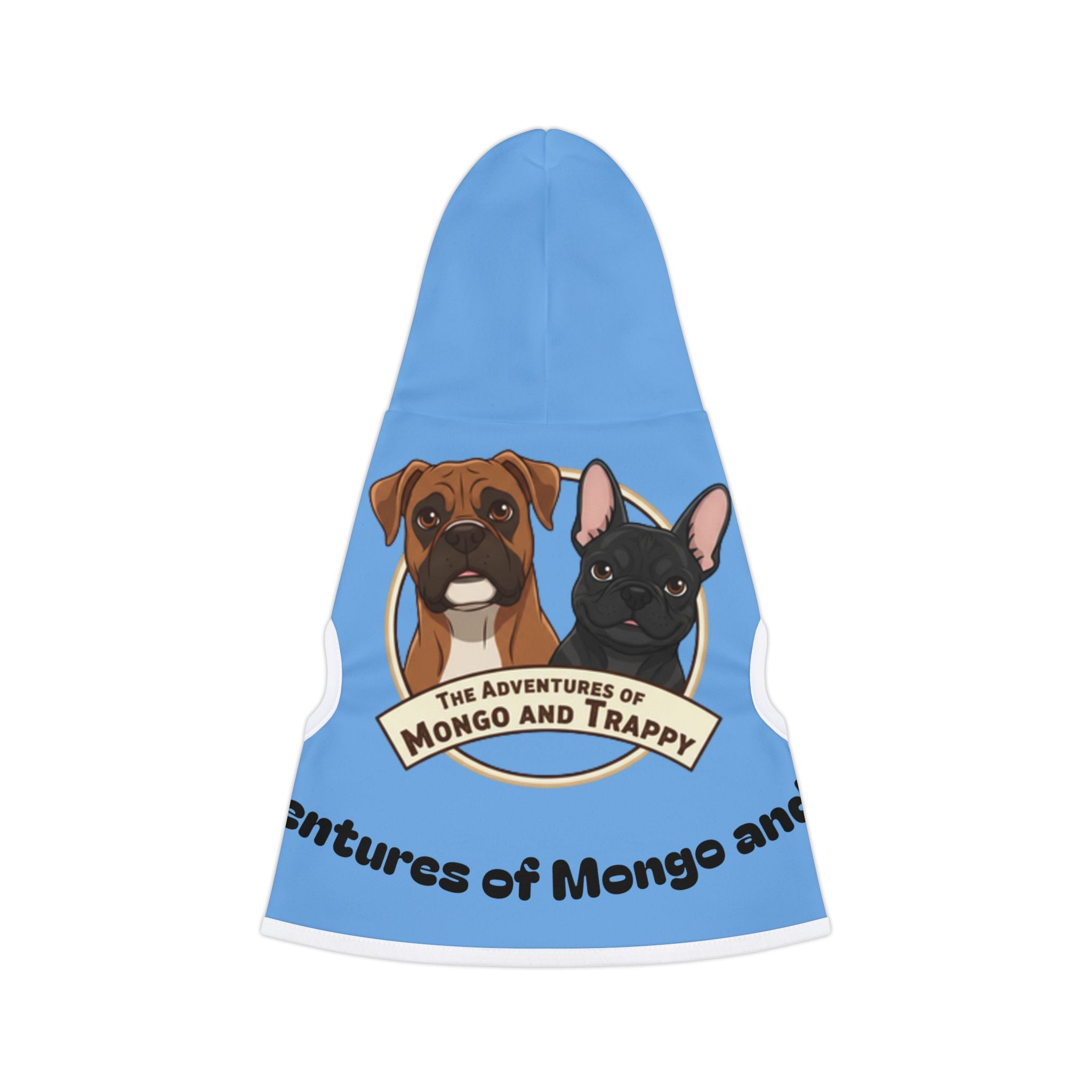 Pet Hoodie — "The Adventures of Mongo and Trappy" Blue Dog Hoodie for Small Pets