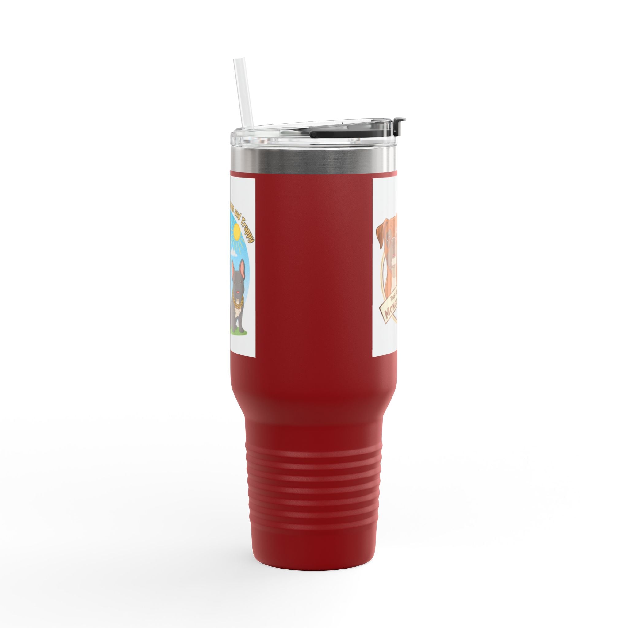 40oz Insulated Travel Mug — "My Adventures with Mongo and Trapper" Dog Portrait Tumbler