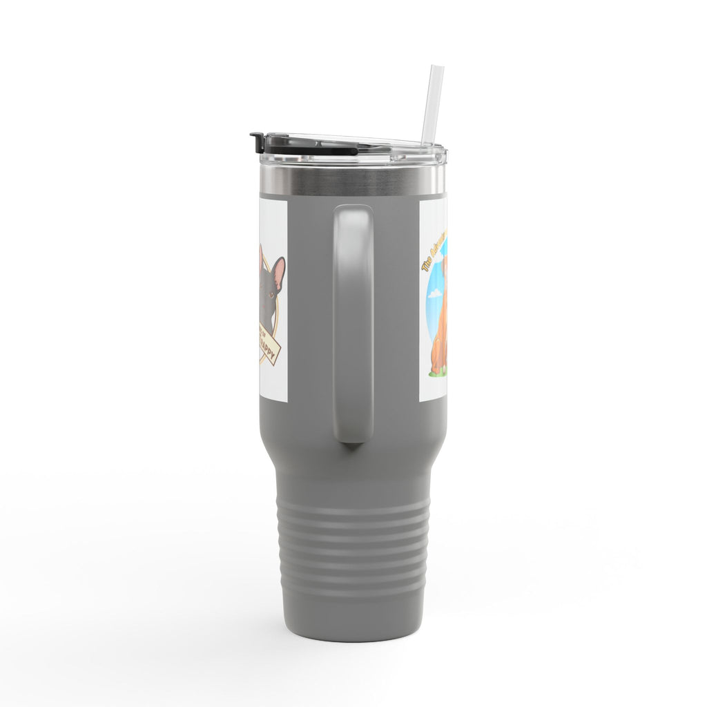 40oz Insulated Travel Mug — "My Adventures with Mongo and Trapper" Dog Portrait Tumbler