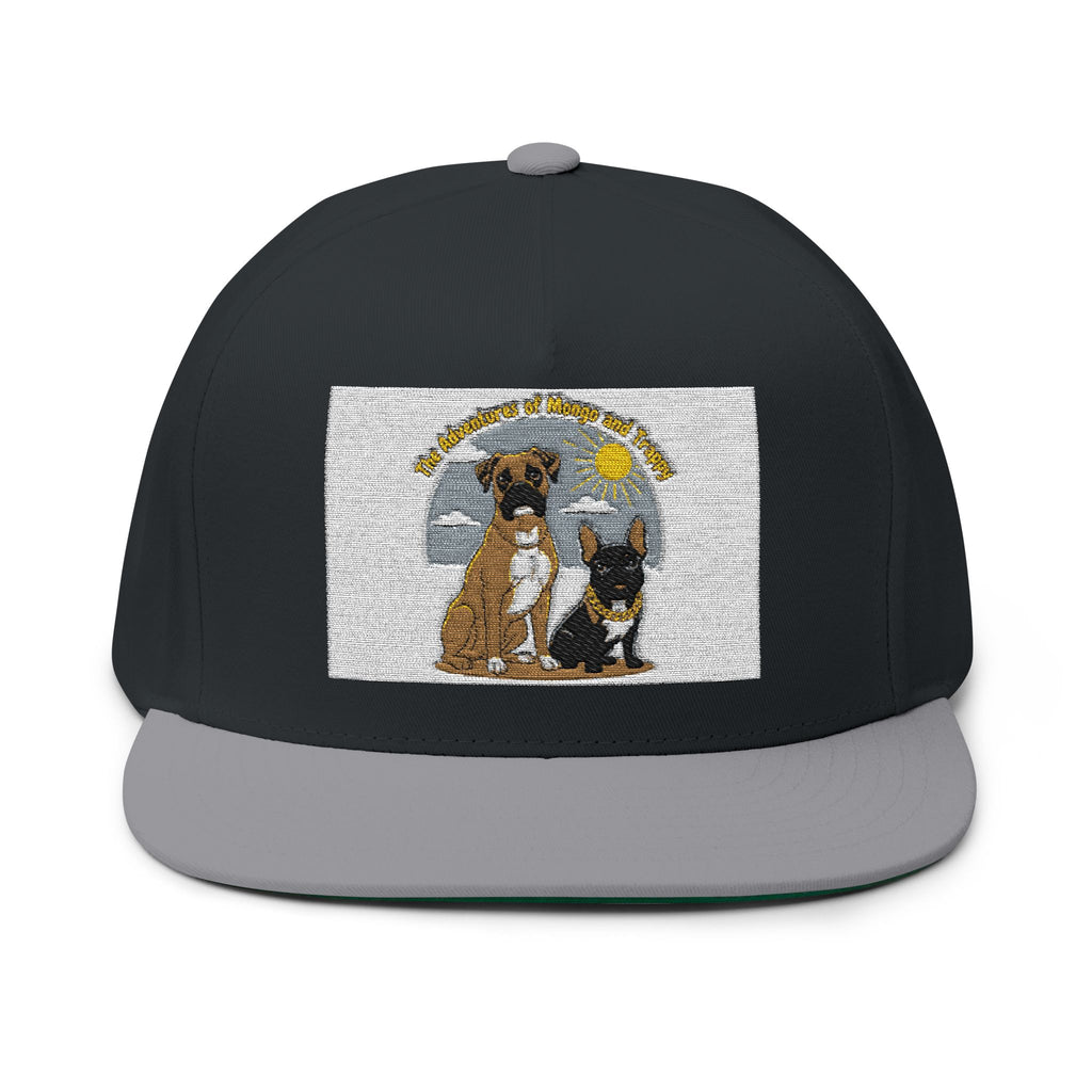Embroidered Dog Duo Flat Bill Cap — "Mango & Troppy" Snapback