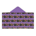 Kids Hooded Beach Towel — Cute French Bulldog Pattern on Purple