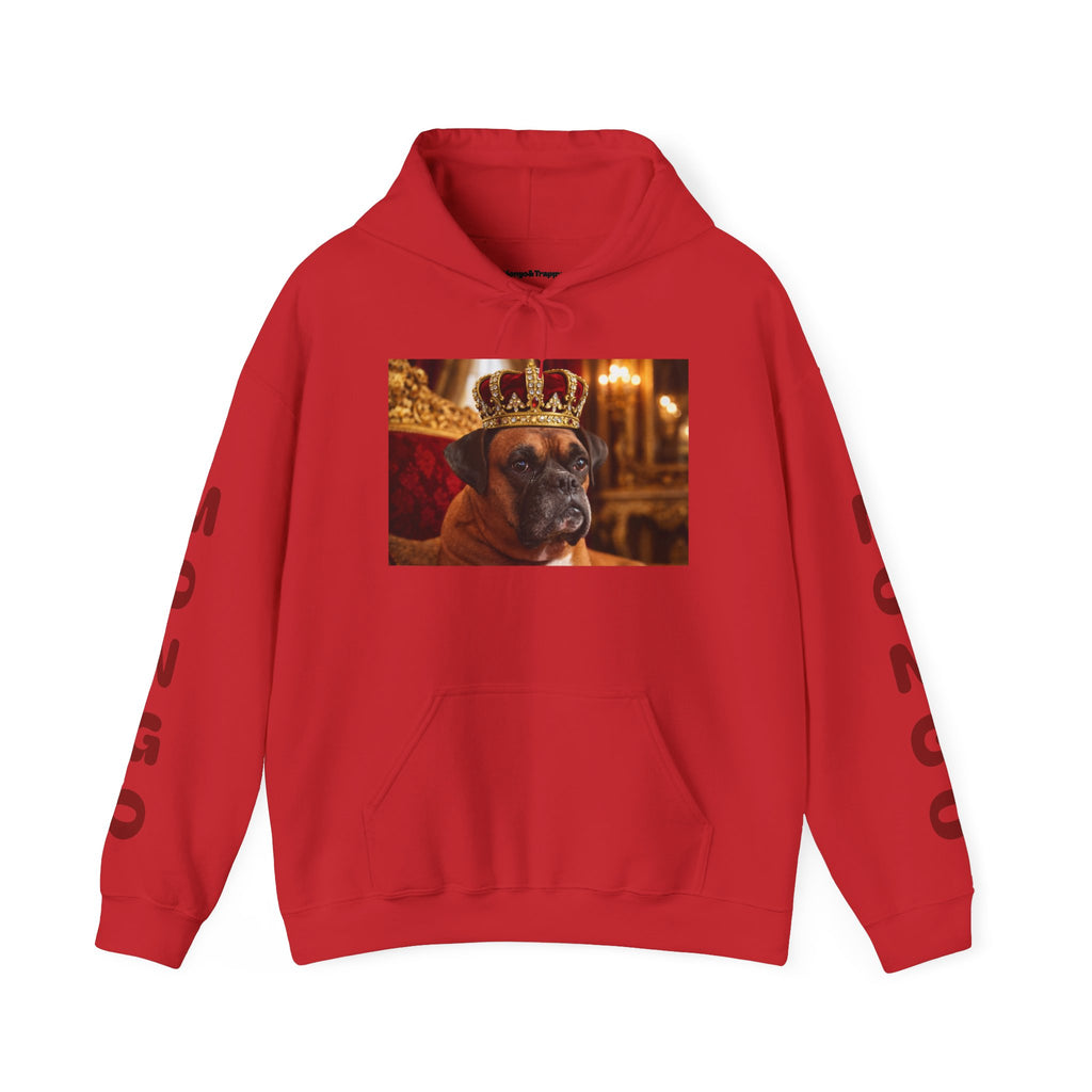 King Mungo Hoodie – Royal Dog Photo Pullover with 'Mungo' Sleeve Text