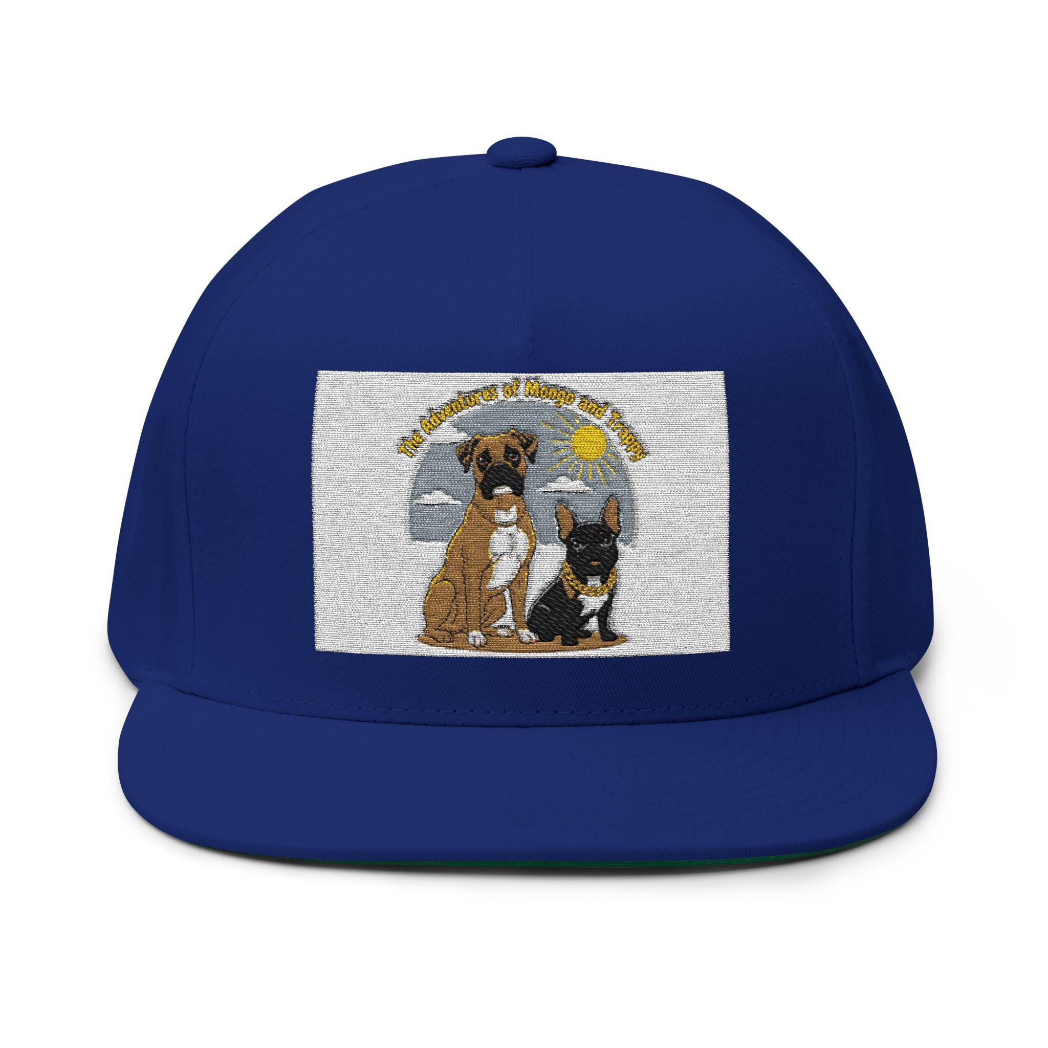Embroidered Dog Duo Flat Bill Cap — "Mango & Troppy" Snapback