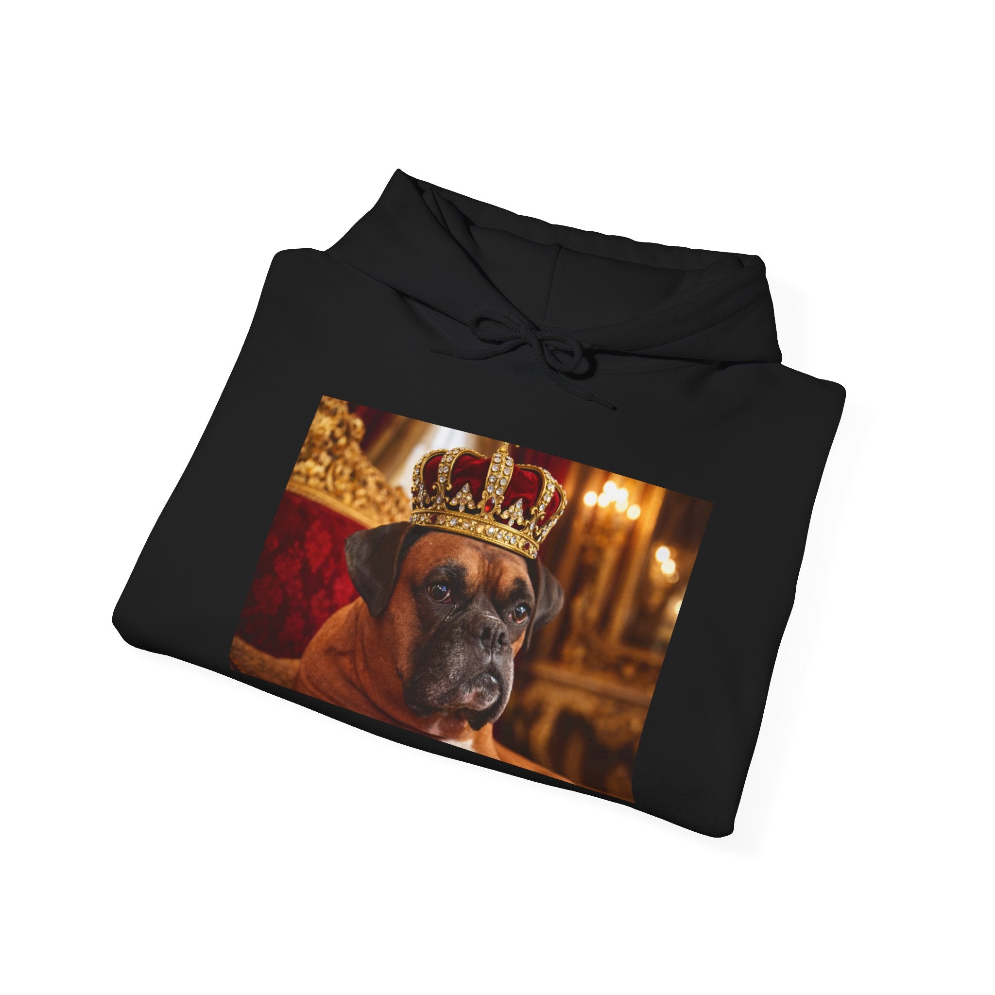 King Mungo Hoodie – Royal Dog Photo Pullover with 'Mungo' Sleeve Text