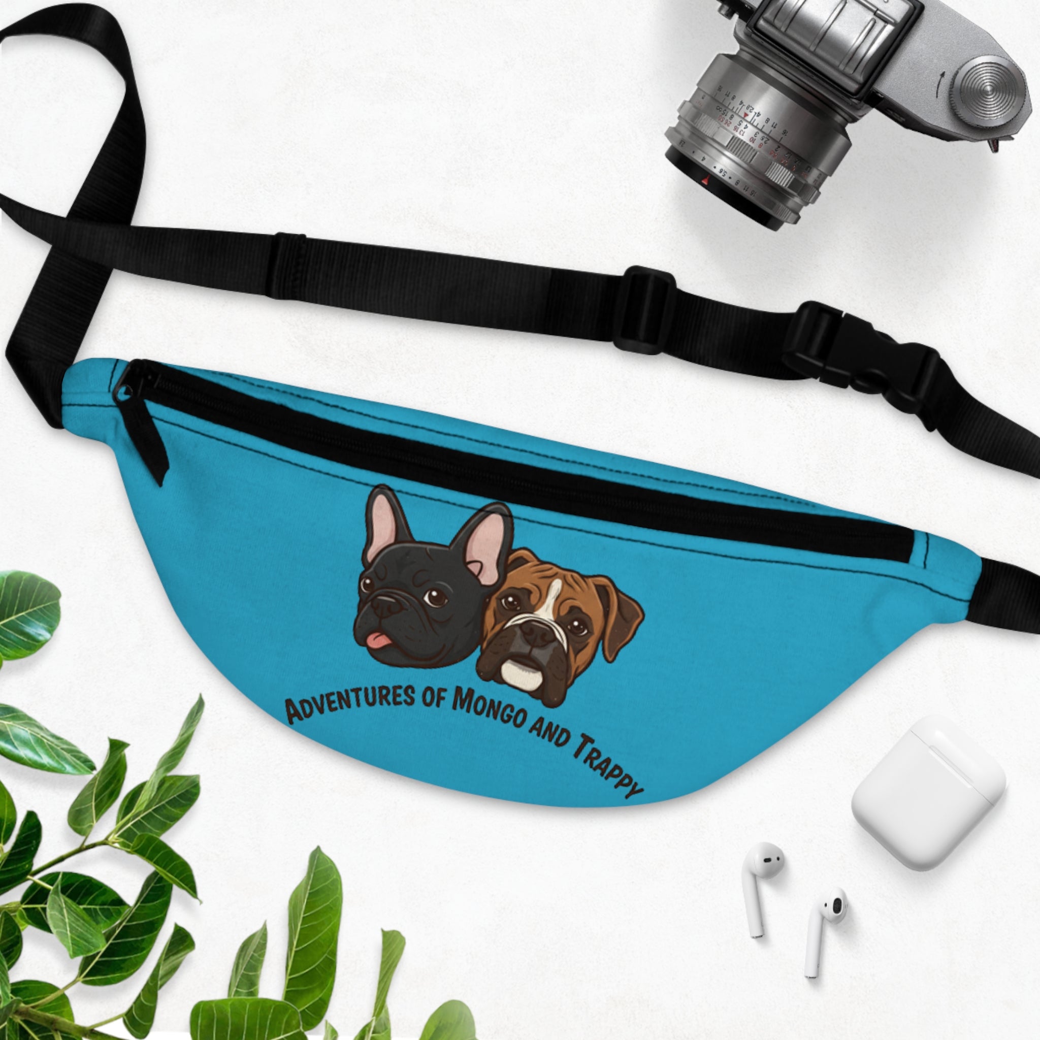 Fanny Pack — "Adventures of Mongo and Trappy" Blue Dog Face Waist Bag