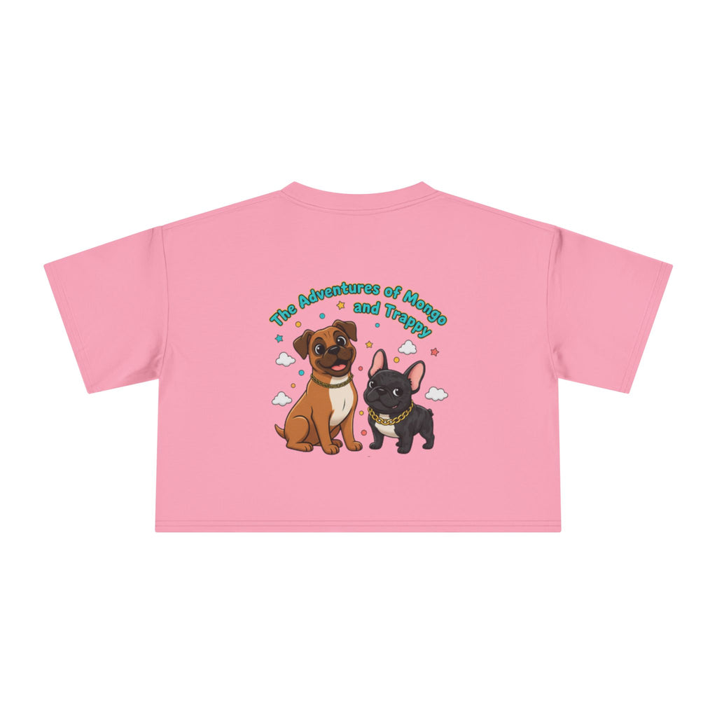 Adventures of Mongo & Trappy Crop Tee  Cute French Bulldog Graphic