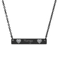 Engravable Horizontal Bar Necklace — Personalized Name Plate with Heart Accents