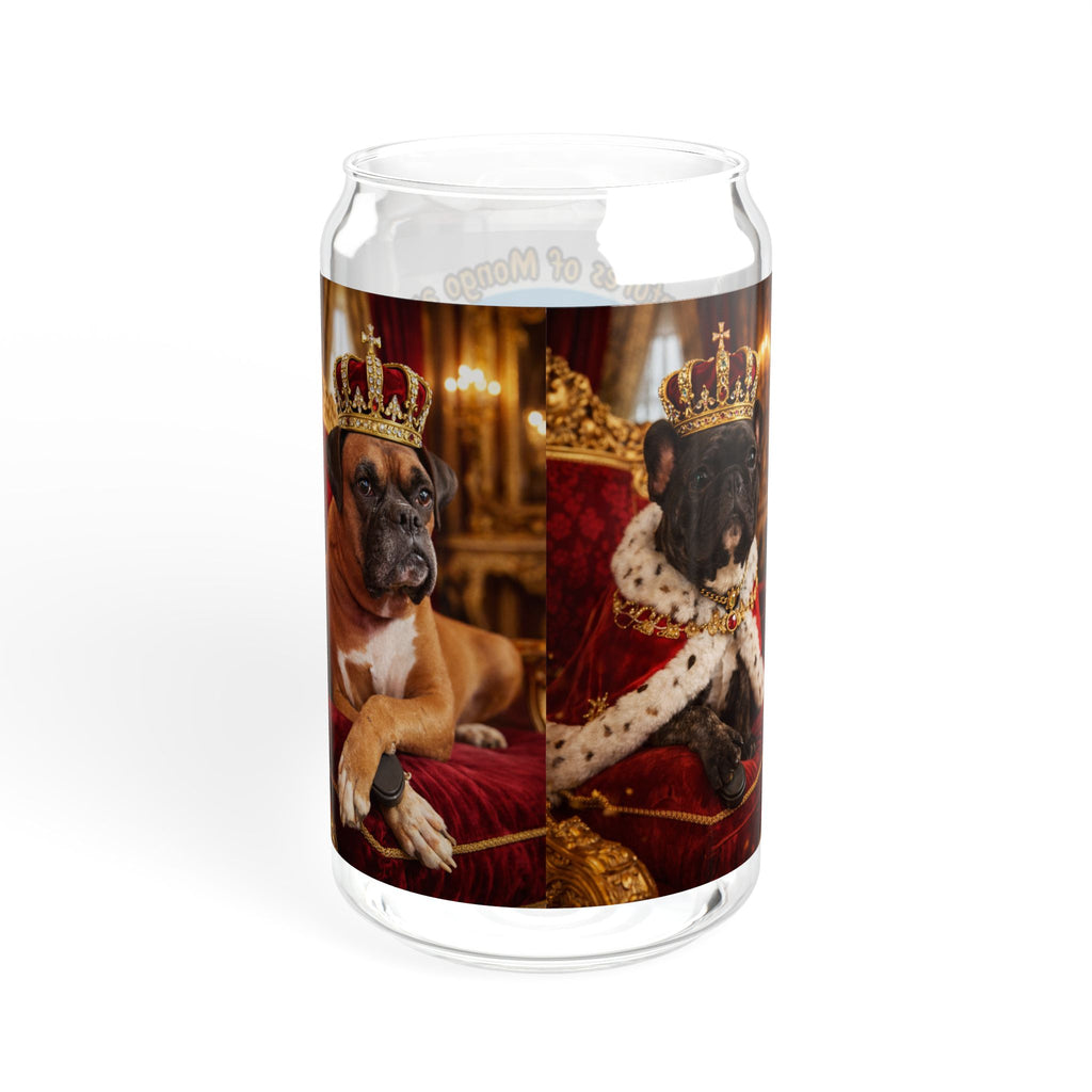 Dog Lover Sipper Glass 16oz — Cute Boxer & Frenchie Illustration Travel Cup
