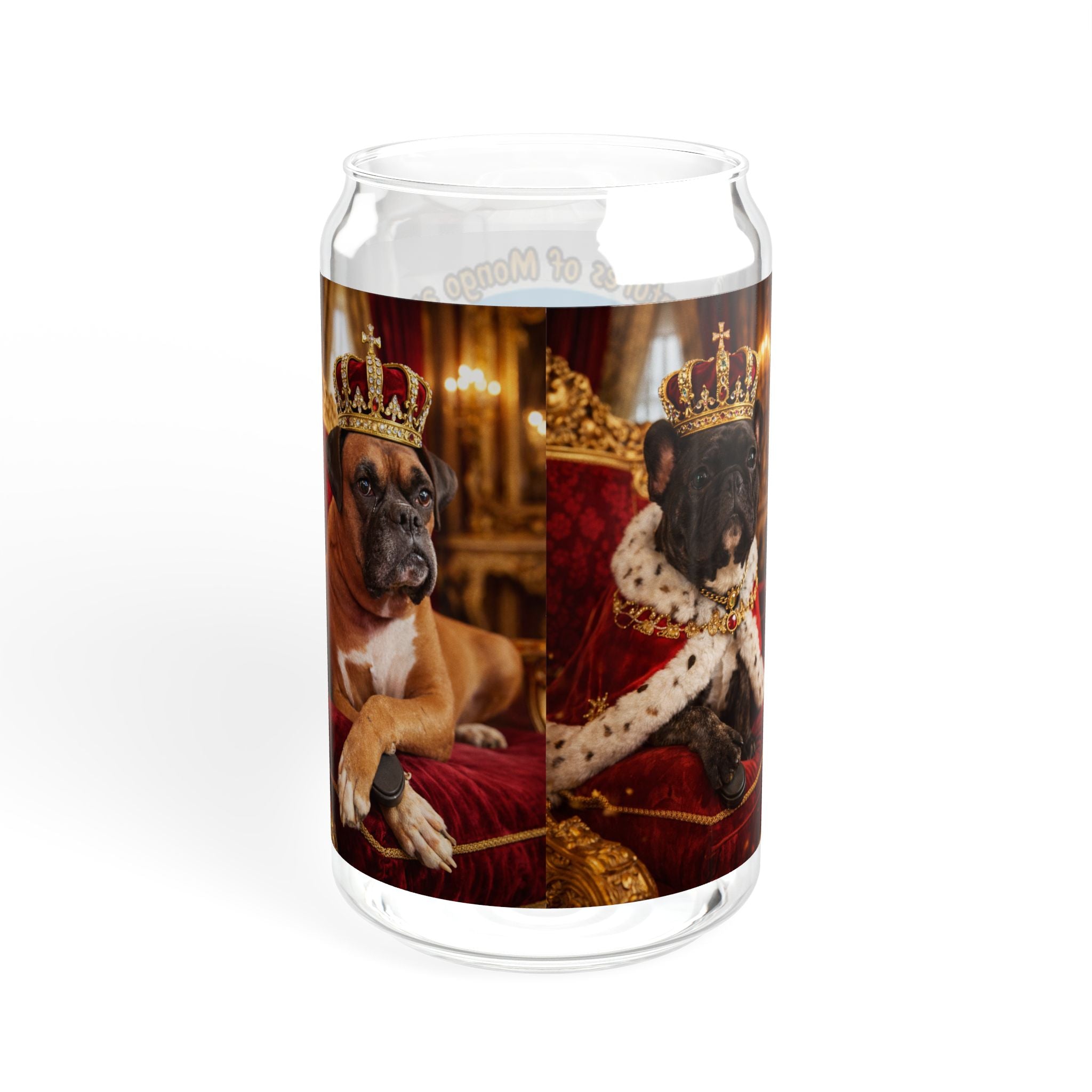 Dog Lover Sipper Glass 16oz — Cute Boxer & Frenchie Illustration Travel Cup