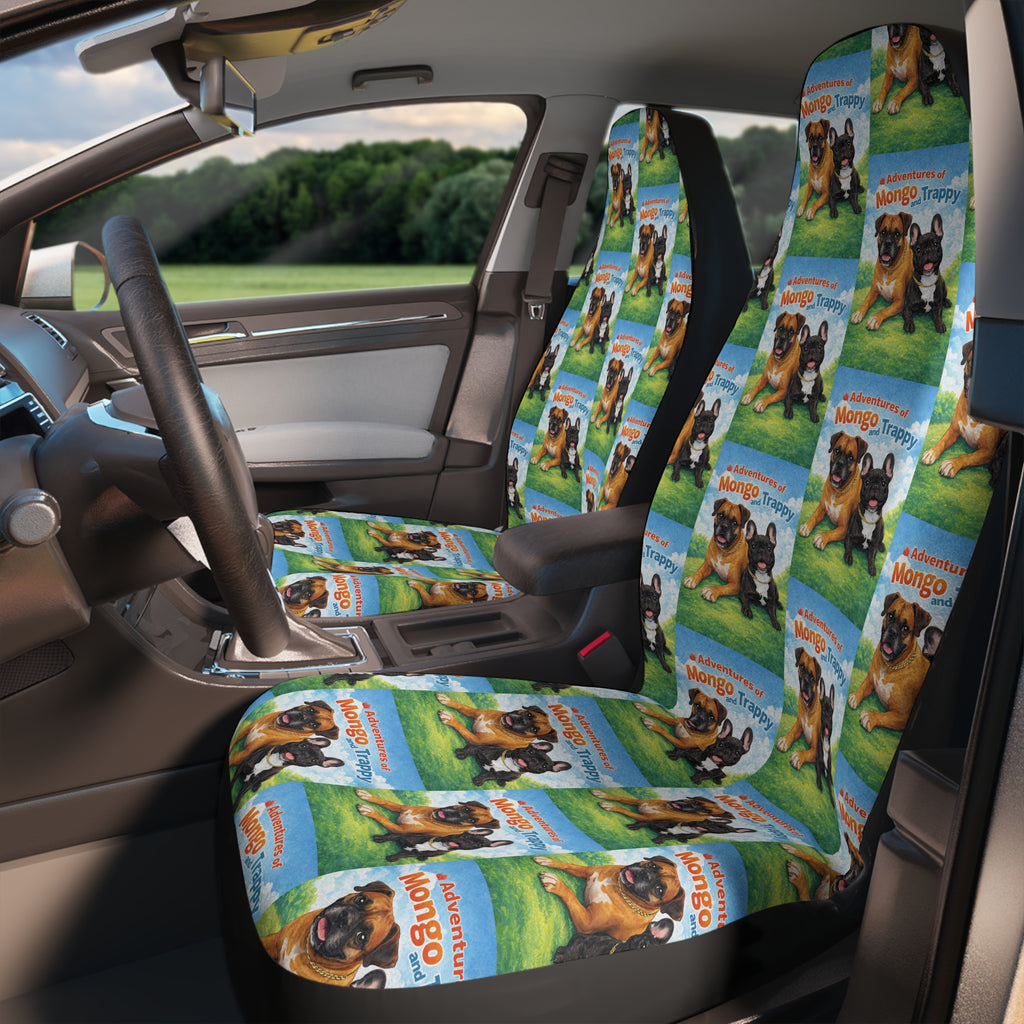 Adventures Pattern Car Seat Covers — Cute Dog Print Auto Seat Protectors