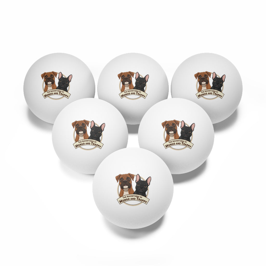 Dog Cartoon Ping Pong Balls – "The Adventures of Mongo and Trappy" (6-Pack)