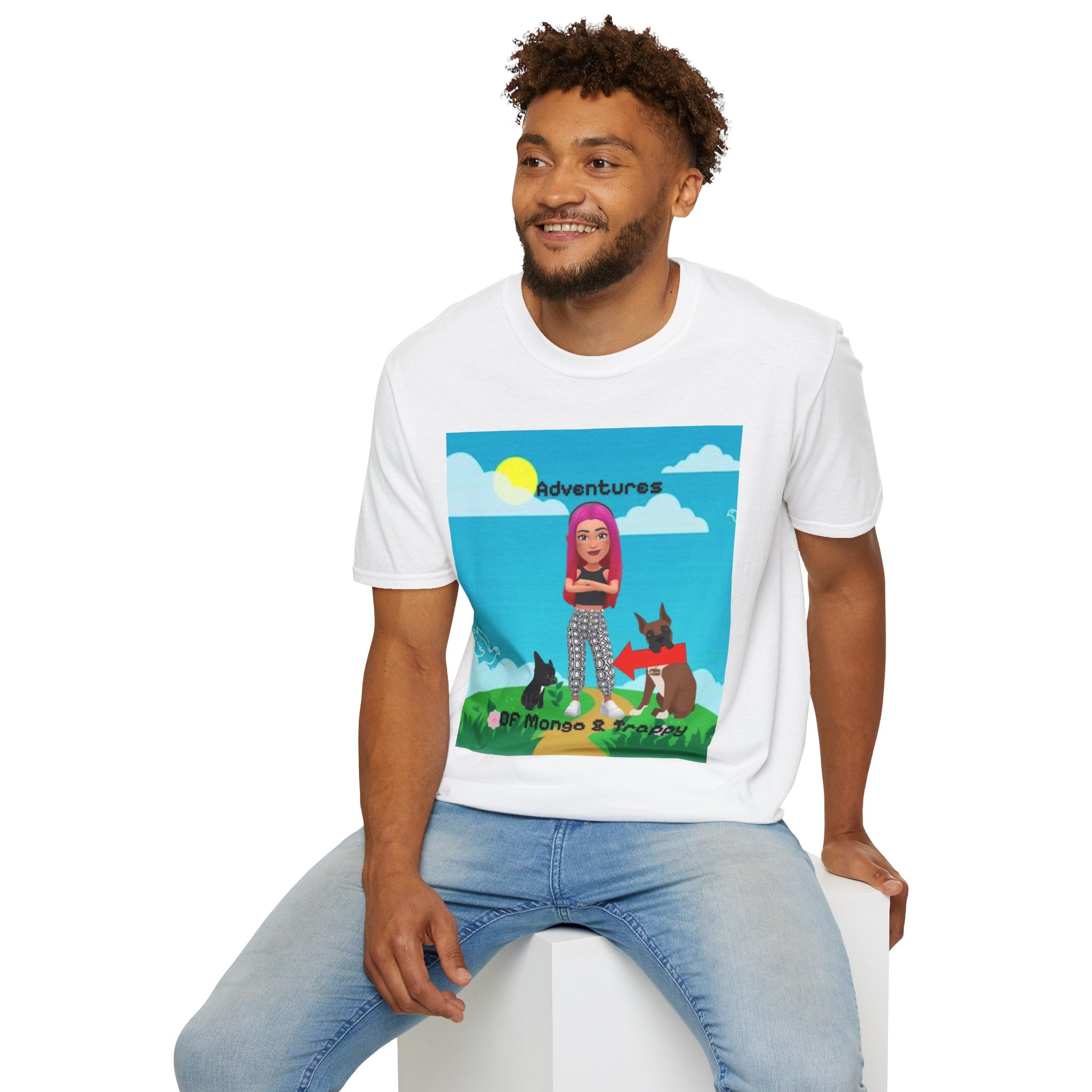 Adventure Graphic T-Shirt — “Adventures of Mongo & Trappy” with Back QR Code