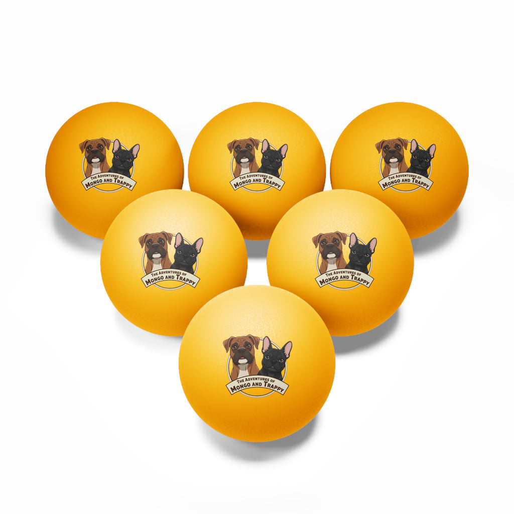 Dog Cartoon Ping Pong Balls – "The Adventures of Mongo and Trappy" (6-Pack)
