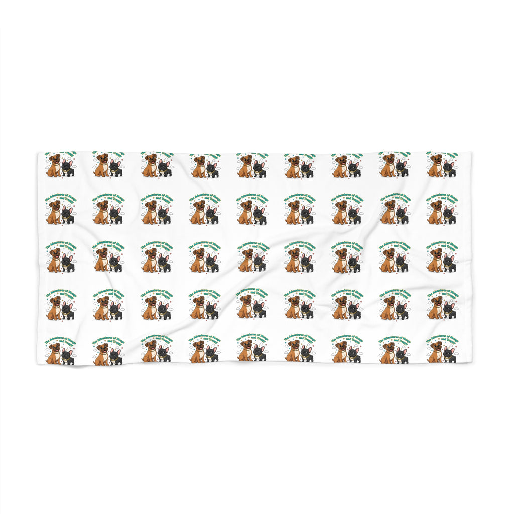Beach Towel — Tropical Dog Pattern Beach Towel (Cute Puppy with Palm Tree)
