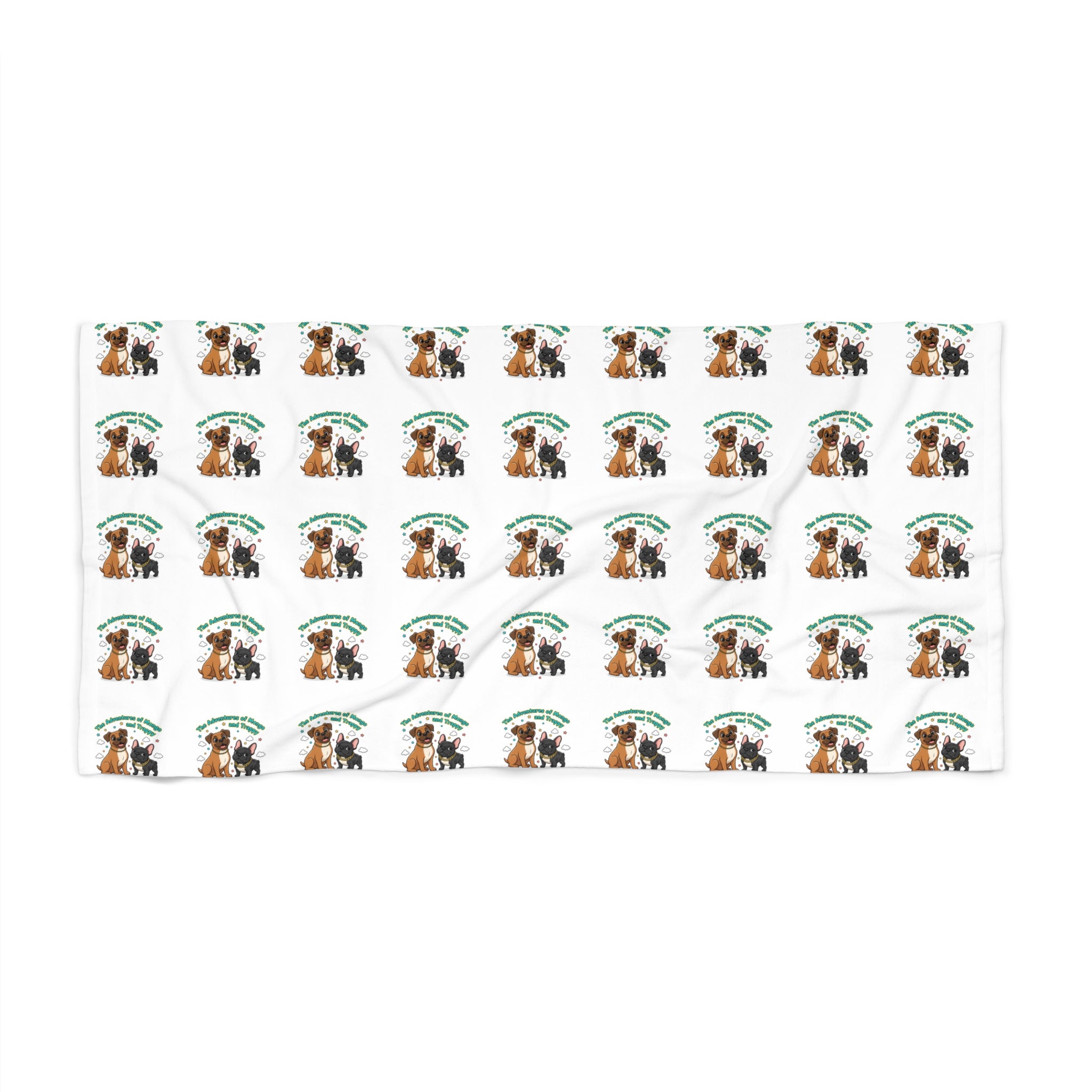 Beach Towel — Tropical Dog Pattern Beach Towel (Cute Puppy with Palm Tree)