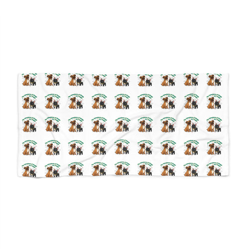 Beach Towel — Tropical Dog Pattern Beach Towel (Cute Puppy with Palm Tree)