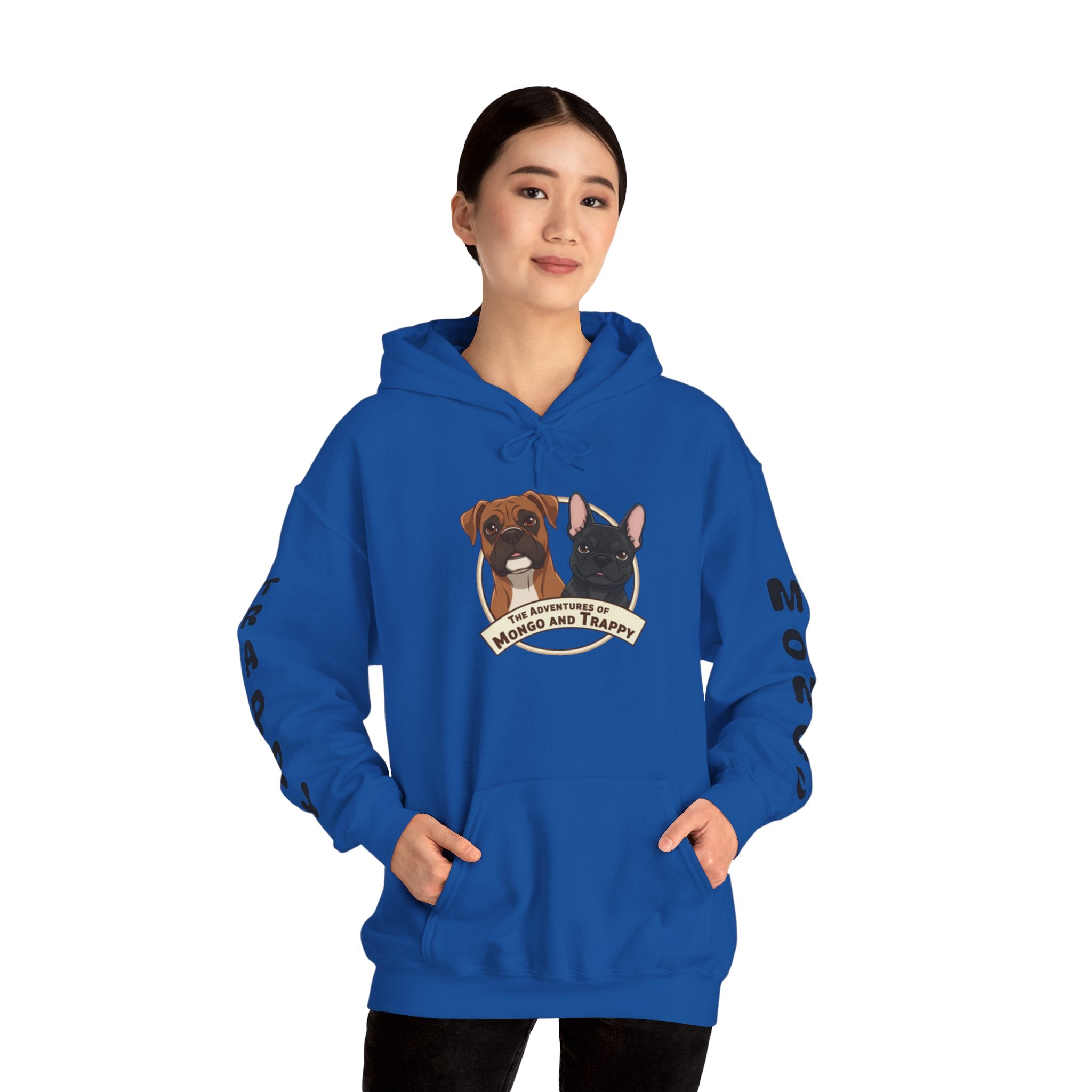 Dog Duo Hoodie — "Mongo and Trappy" Portrait Hoodie with QR Code
