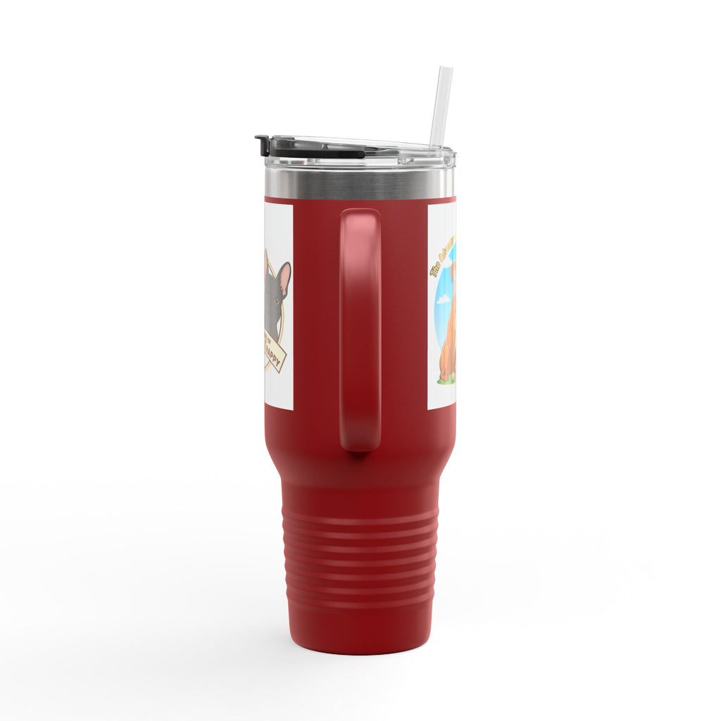 40oz Insulated Travel Mug — "My Adventures with Mongo and Trapper" Dog Portrait Tumbler