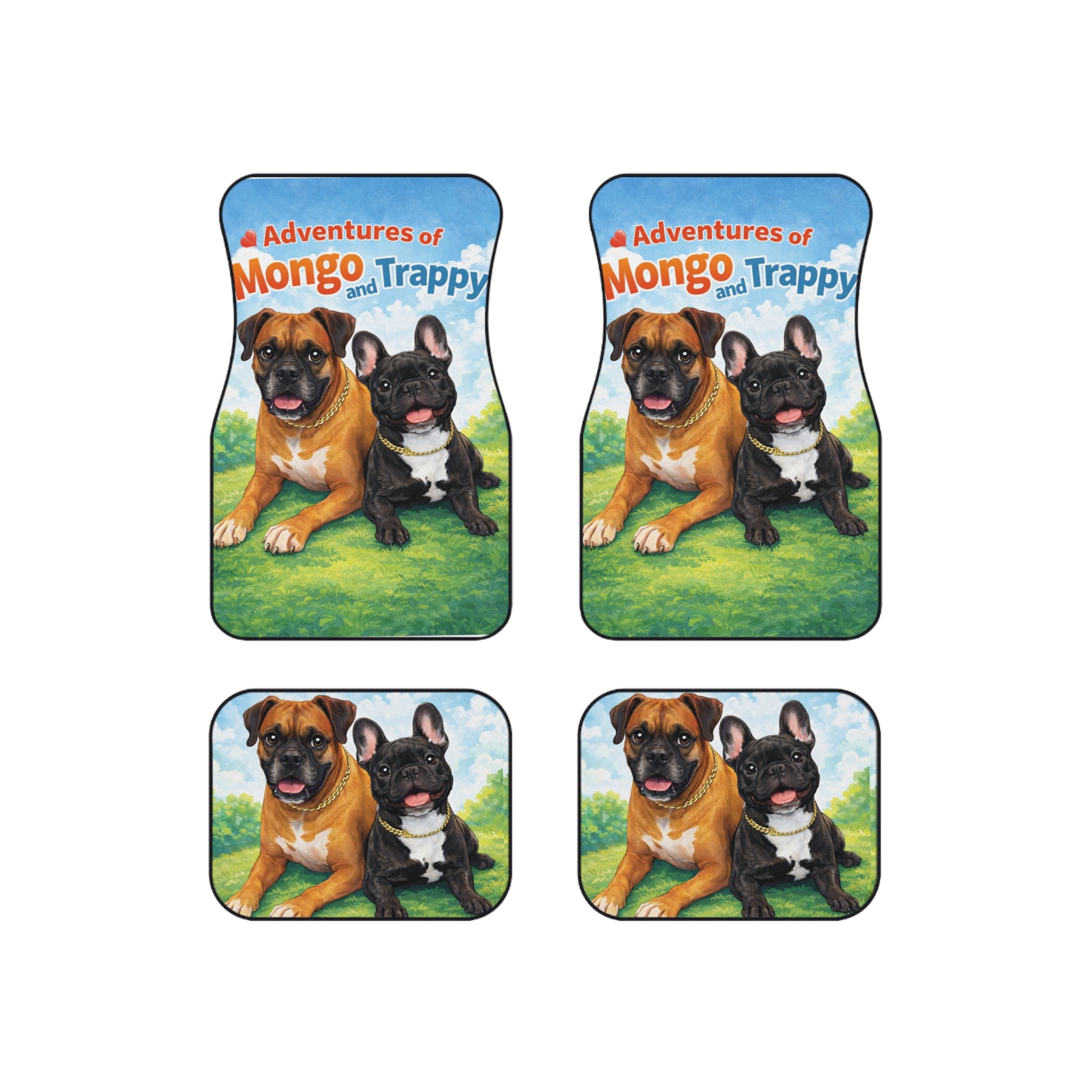 Car Mats — "Adventures of Mongo and Trappy" Dog Car Floor Mats (Set of 4)